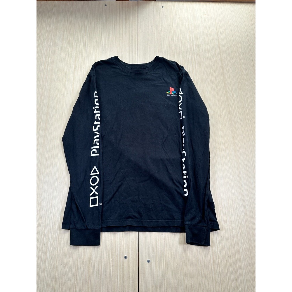H&M Divided Playstation Shirt Men Medium Black Graphic Logo Long Sleeve Pullover